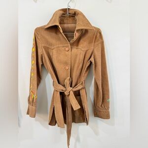 Vintage corduroy belted brown jacket
